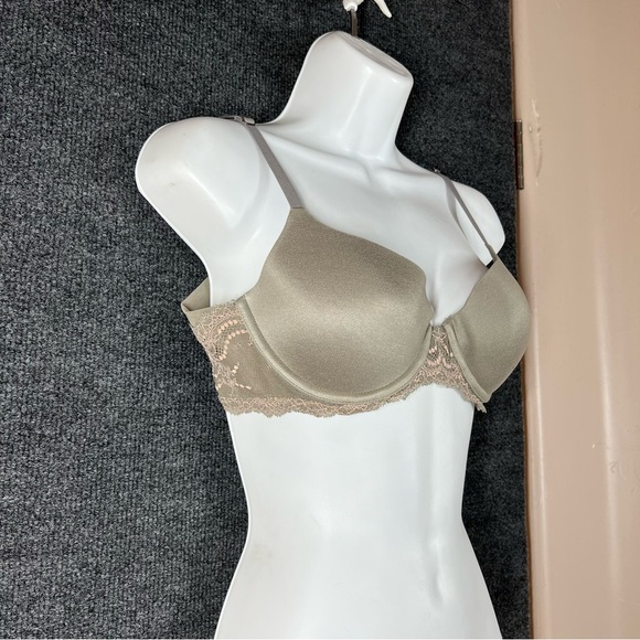 Spanx Undietectable Moss Green With Pink Lace Trim Underwire Bra Women's 34B - Picture 16 of 17